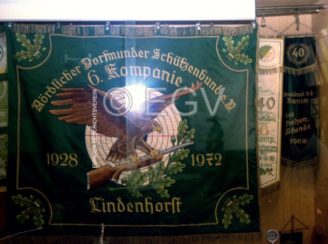Fahne des nördlichen Deutschen Schützenbundes, 6. Kompanie Lindenhorst, gegründet 1928.