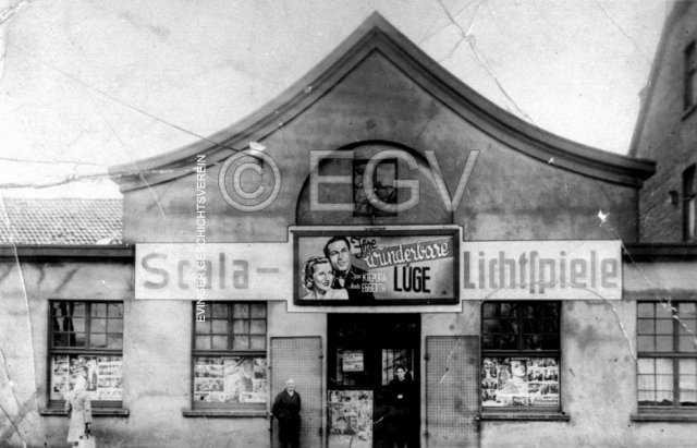 Scala-Kino im Saal der Gaststätte Franke (Haus Kölm), Evinger Straße 307. Um 1950