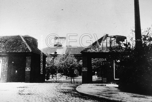 Schachtanlage Fürst Hardenberg: durch Bomben zerstörtes Pförtnerhaus, 1945