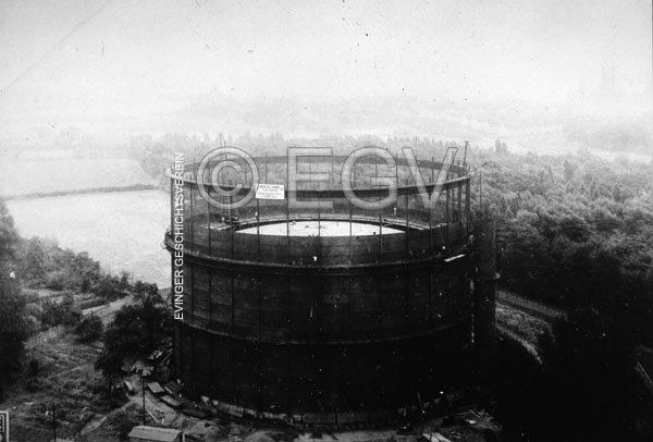 Bau des Gasometers Minister Stein (Firma Klönne-Dortmund), um 1934