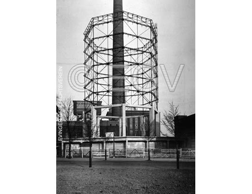 Kühlturmneubau vor dem Turbinenhaus an der Evinger Straße, am 31.03.1936